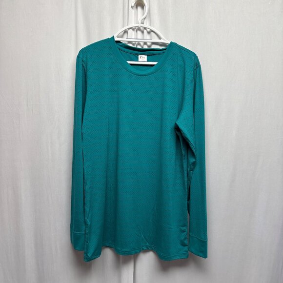 Zyia Active Top Mens Size XXXL Perforated Lightweight Teal Chill Long Sleeve NEW - Picture 1 of 8